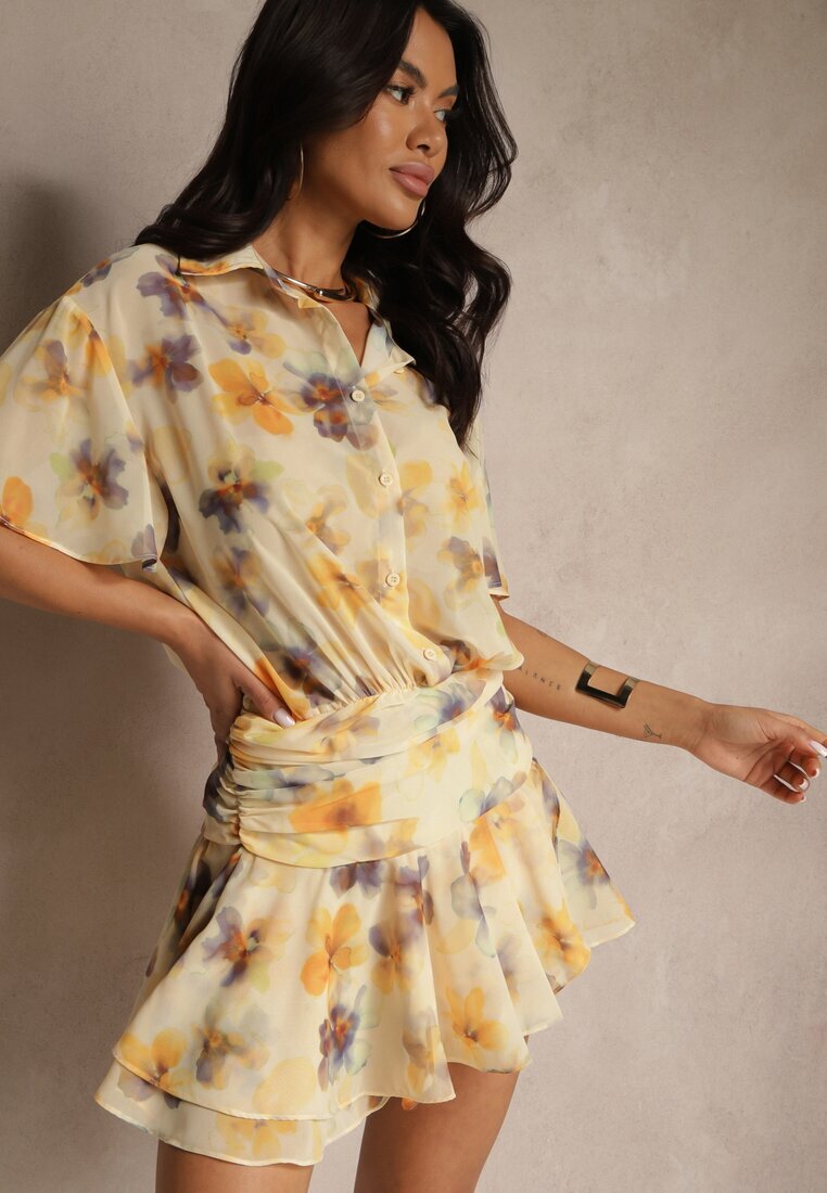 retro & icone Rochie Galbenă cu Volănașe Rindalia