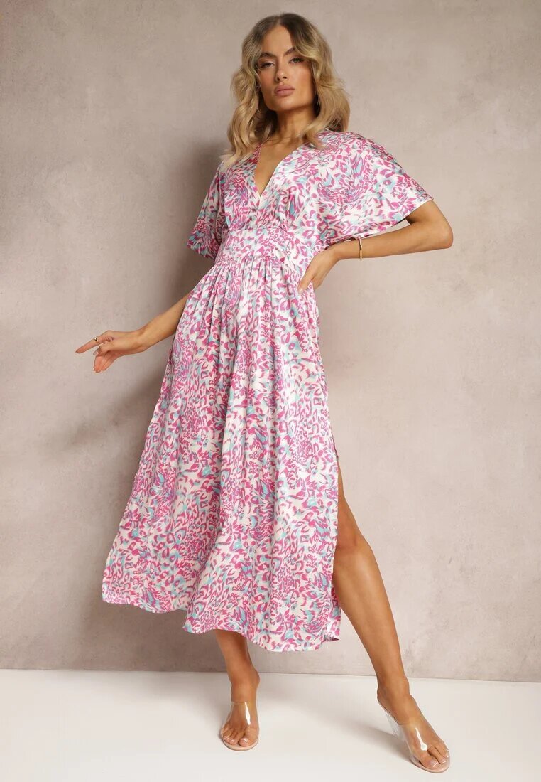 retro & icone Rochie Mov cu croi evazat cu centură decorativă în talie Dovbia