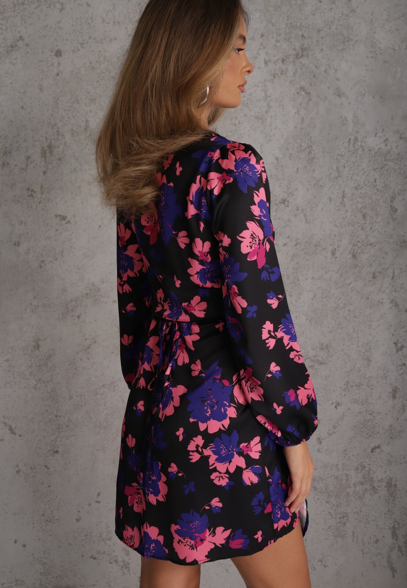 retro & icone Rochie Negru-Roz Petrecută cu Flori Toxophile