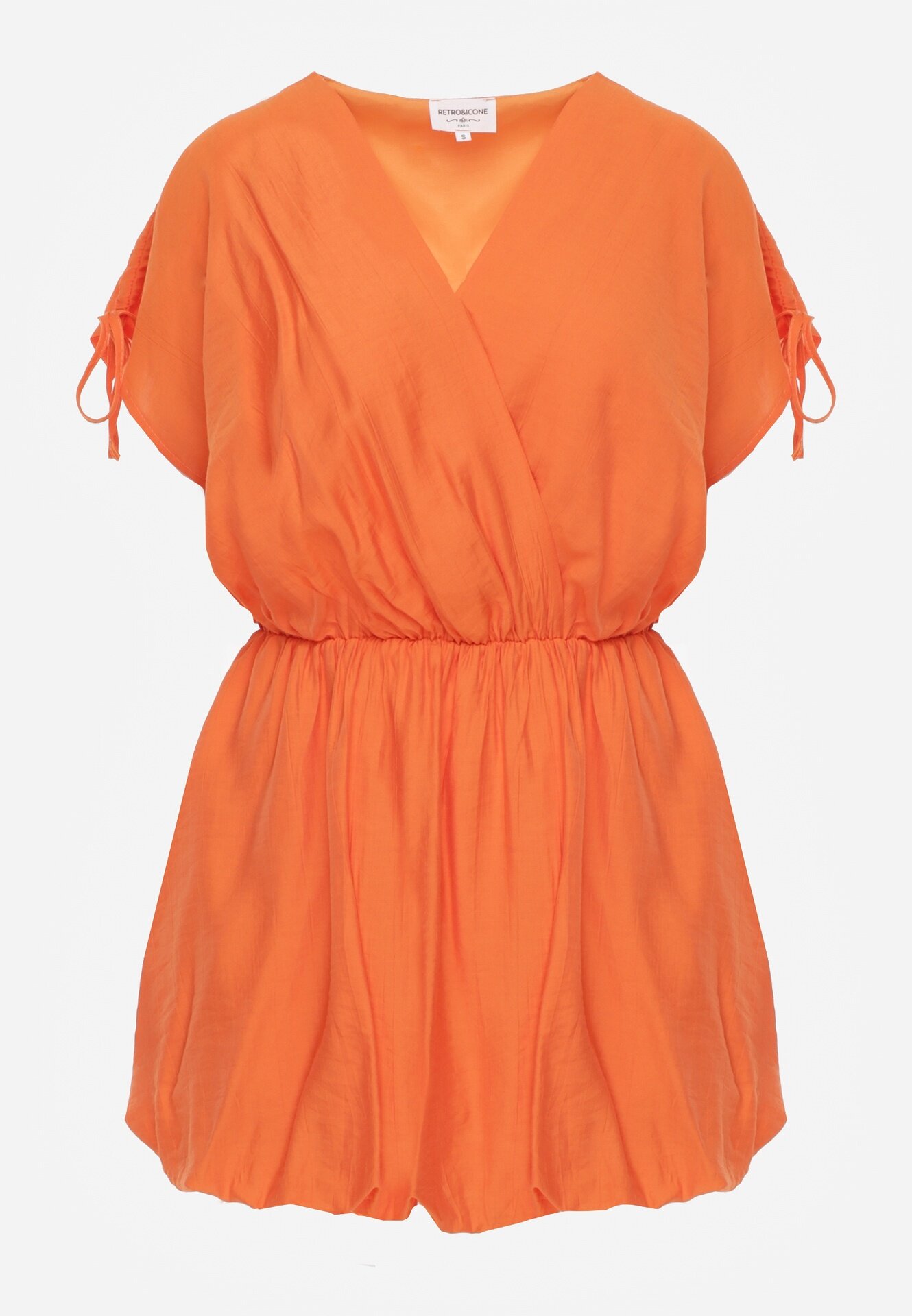retro & icone Rochie Portocalie Petrecută Tip Balon cu Legături Nyana