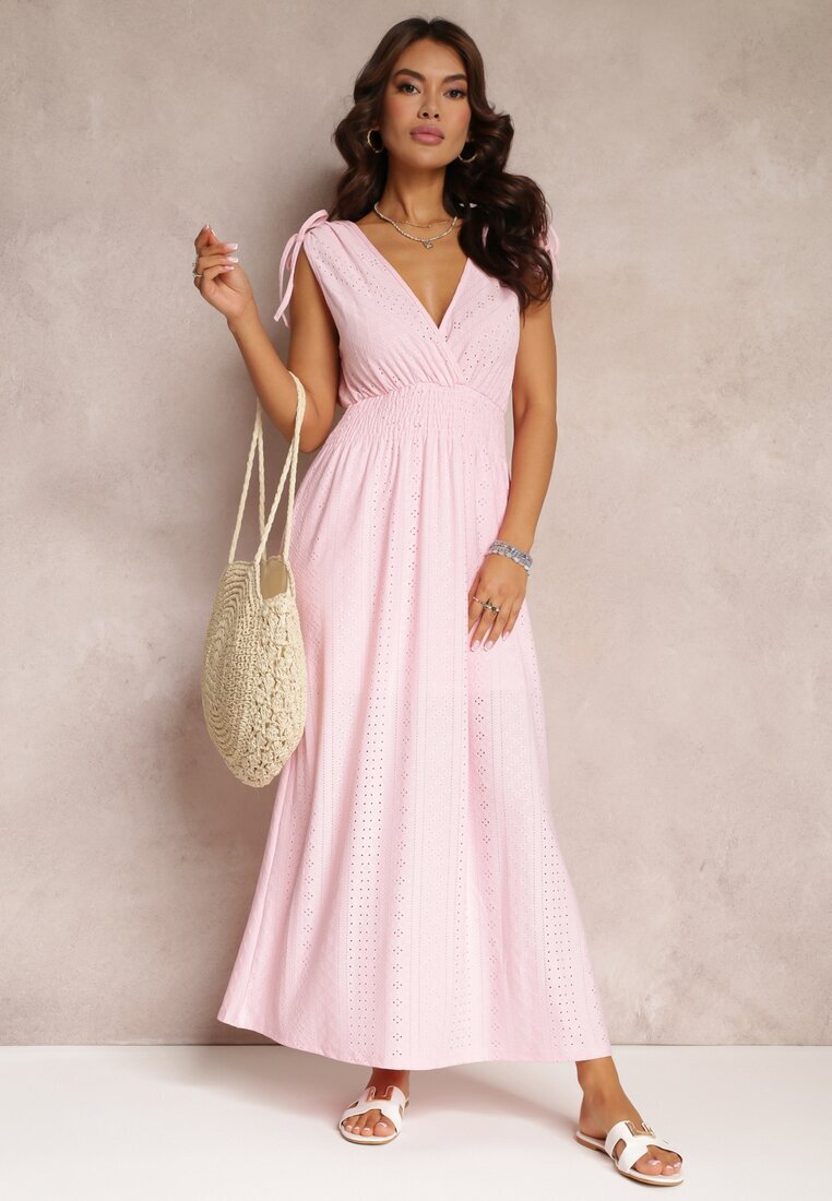 retro & icone Rochie Roz Cloș cu Decolteu Petrecut Elices