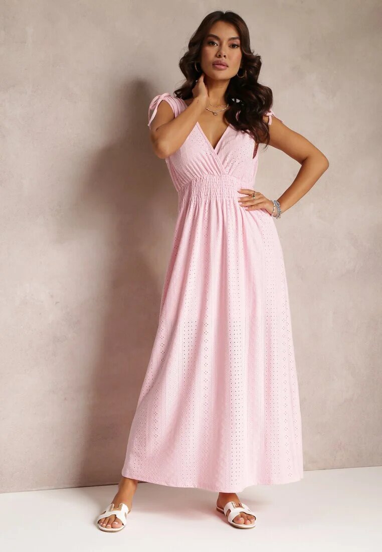 retro & icone Rochie Roz Cloș cu Decolteu Petrecut Elices