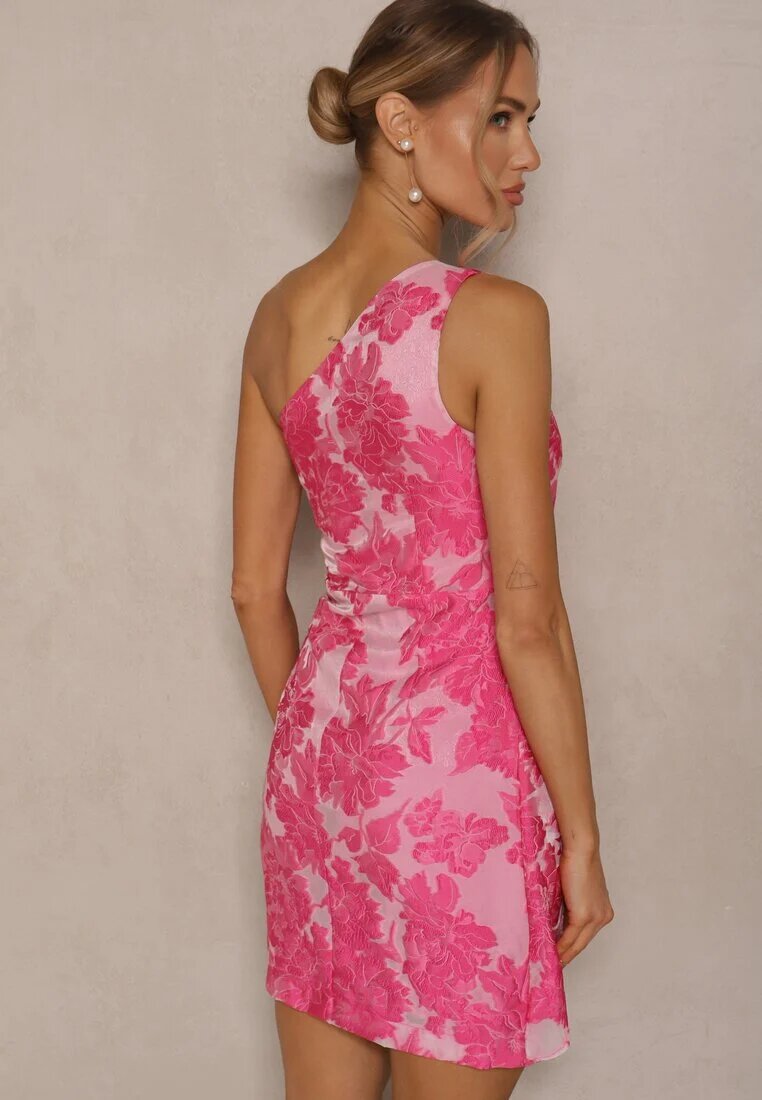 retro & icone Rochie Rozalie florală cambrată cu top asimetric pe un umăr Halavira