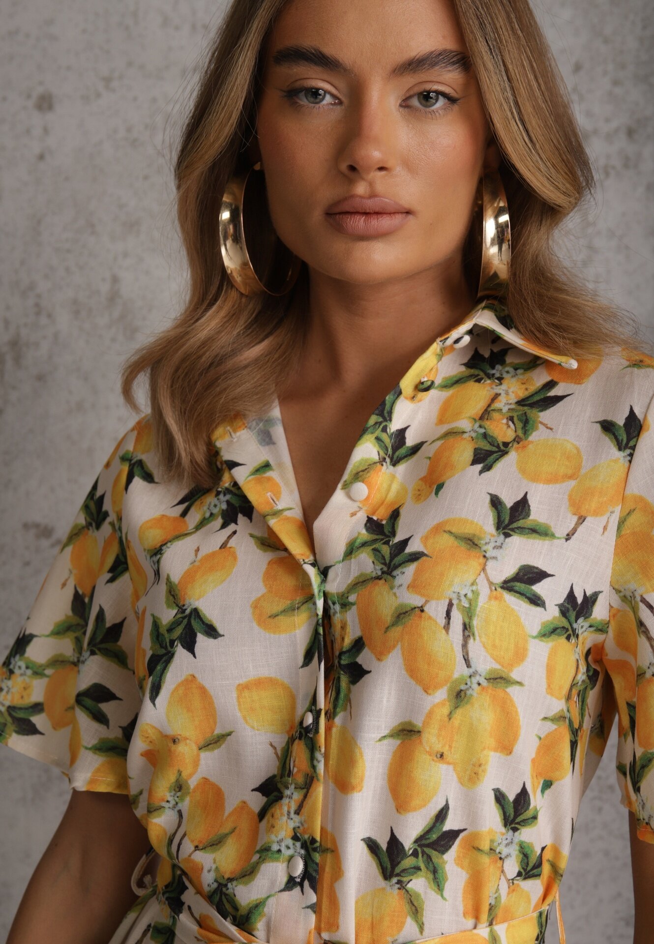 retro & icone Rochie tip cămașă Bej Evazată cu cordon legat și mânecă scurtă Lavialane