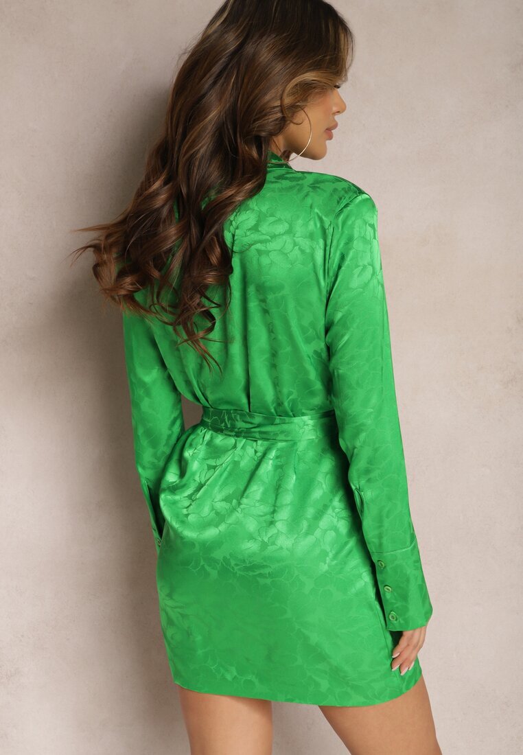 retro & icone Rochie Tip Plic Mini Verde Legată în Talie Wilera