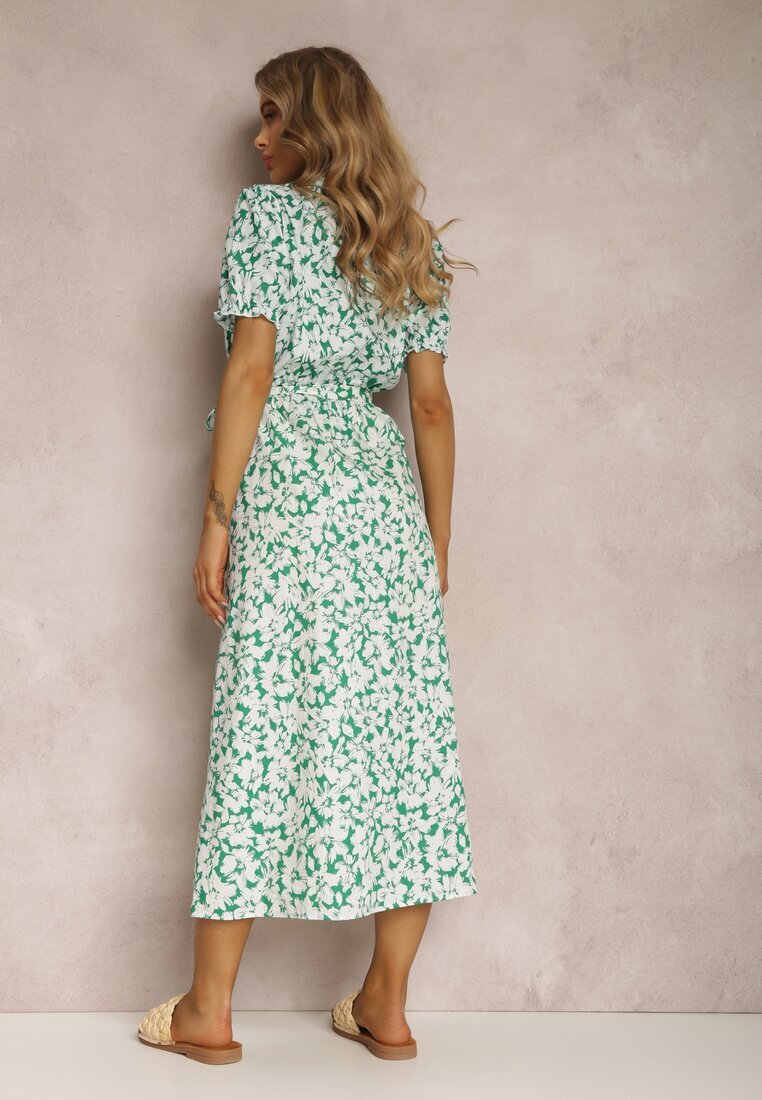 retro & icone Rochie Verde din Bumbac Andrilla