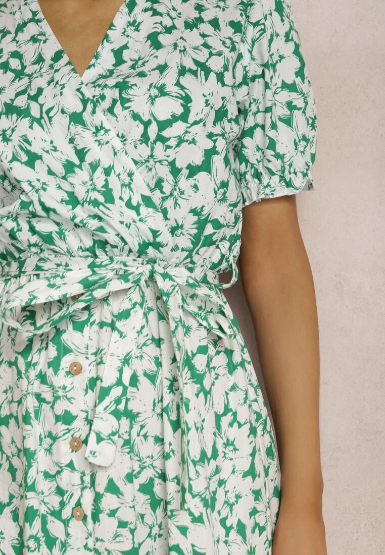 retro & icone Rochie Verde din Bumbac Andrilla