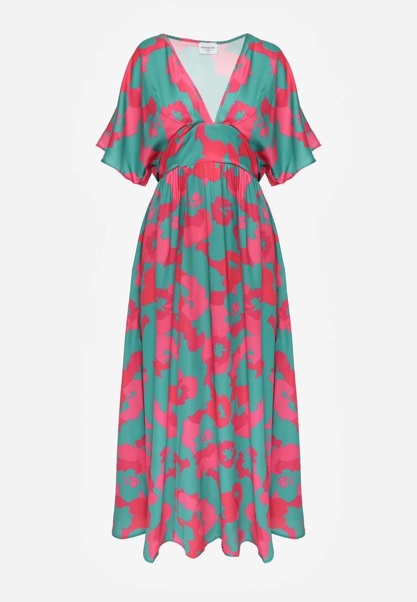 retro & icone Rochie verde evazată maxi cu decupaje Aleri