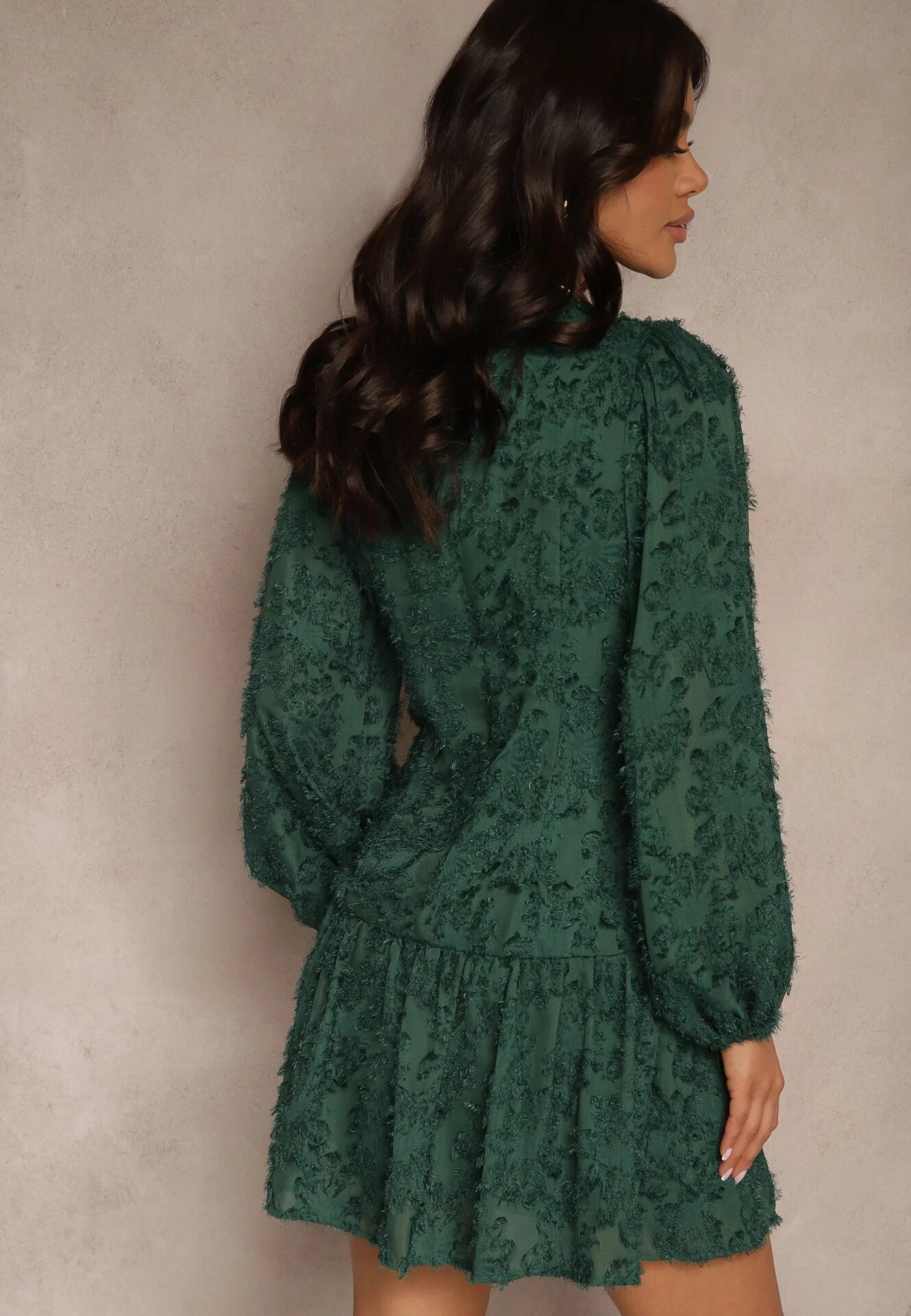 retro & icone Rochie Verde închis cu dantelă cu croială cambrată și decolteu petrecut Nelabine