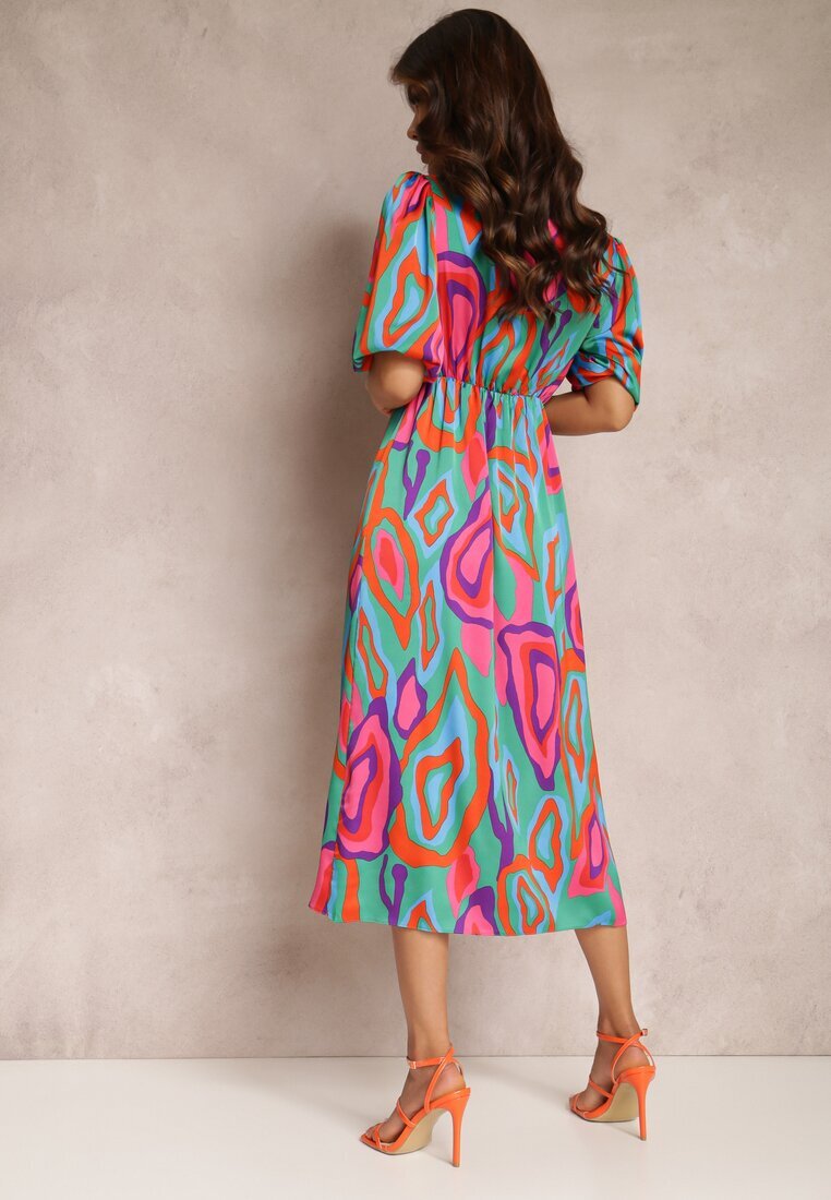 retro & icone Rochie Verde-Roz Katopis