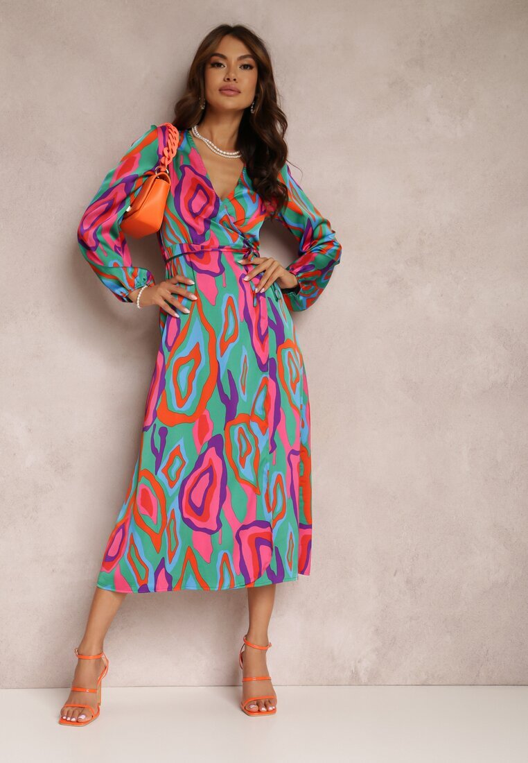 retro & icone Rochie Verde-Roz Lalope
