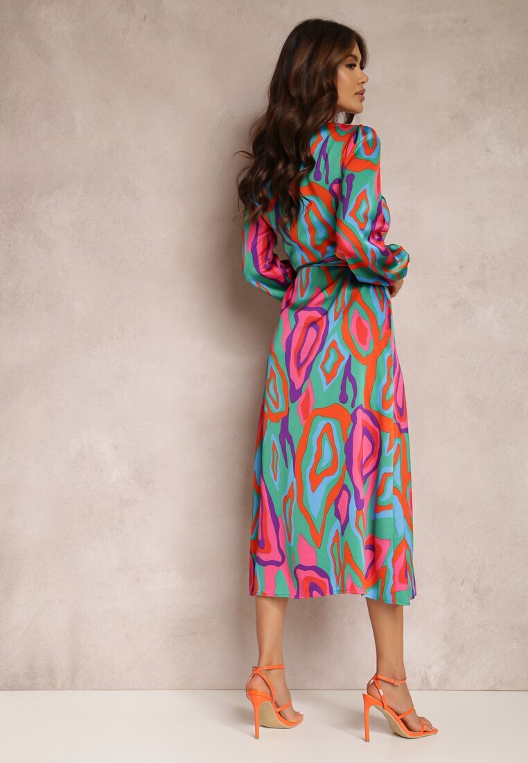 retro & icone Rochie Verde-Roz Lalope