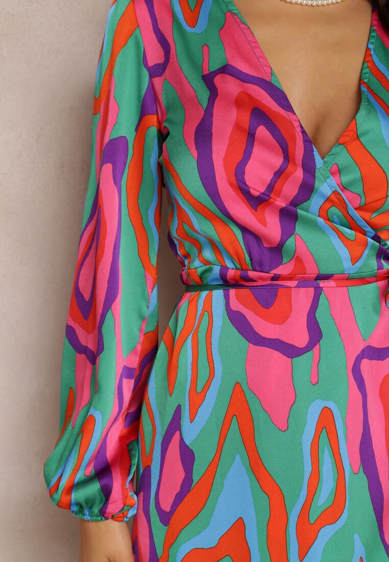 retro & icone Rochie Verde-Roz Lalope