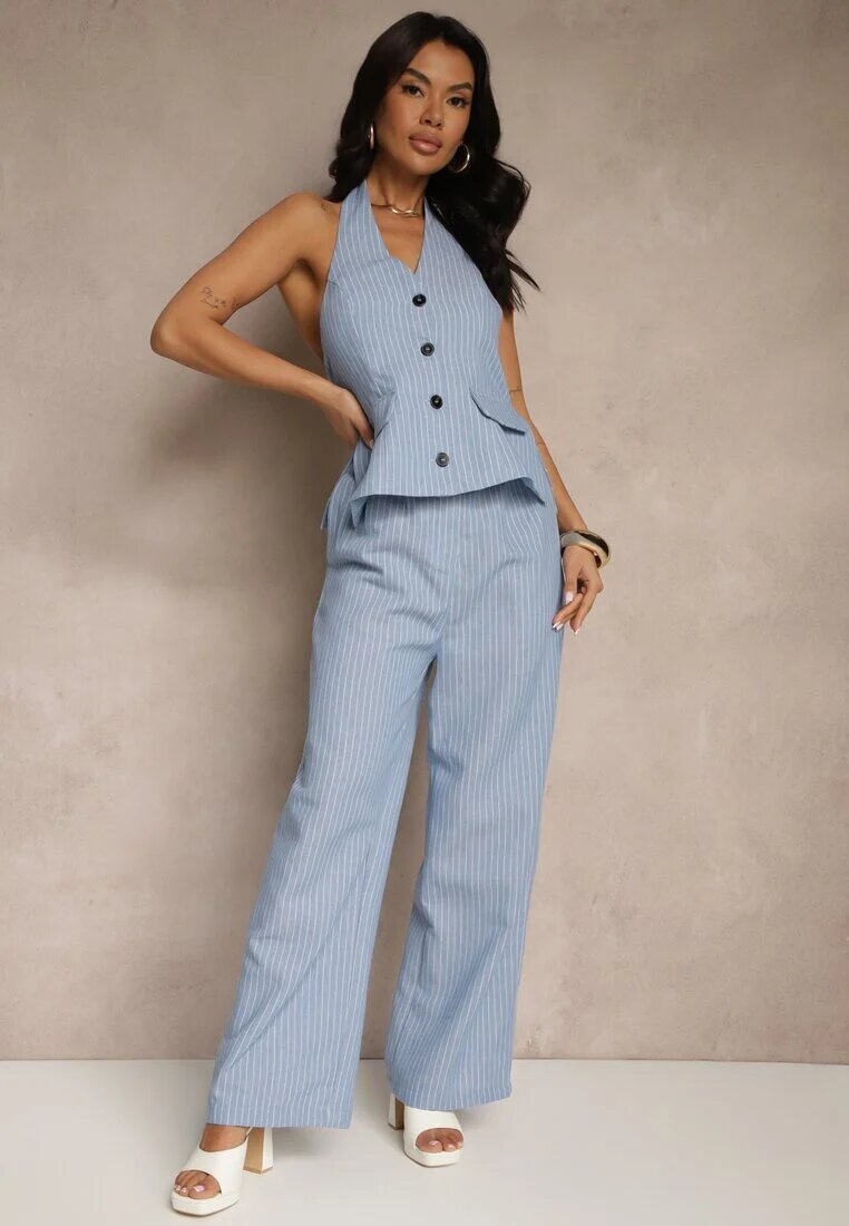 retro & icone Salopetă Albastru Stilizată ca un costum cu imitație de vestă Lanirena