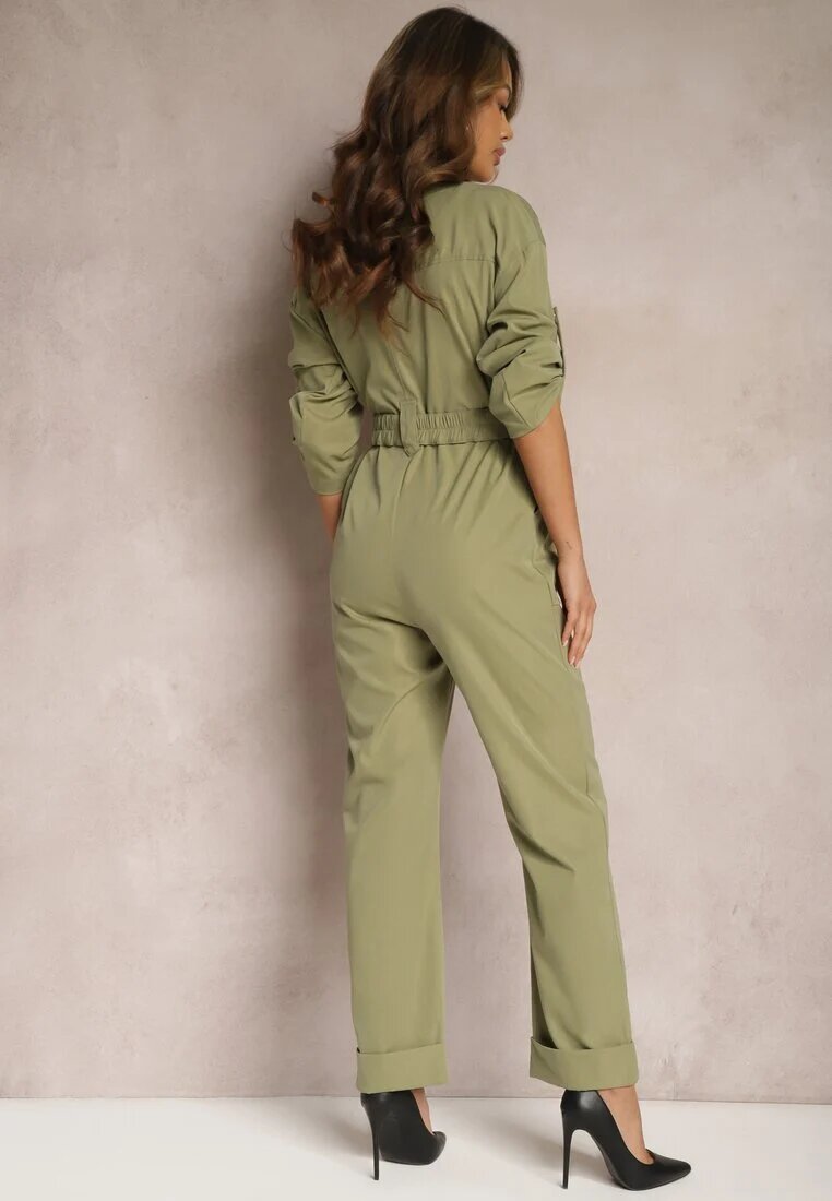 retro & icone Salopetă Verde Utility cu Picioare Lărgi și Cureaua Pireval
