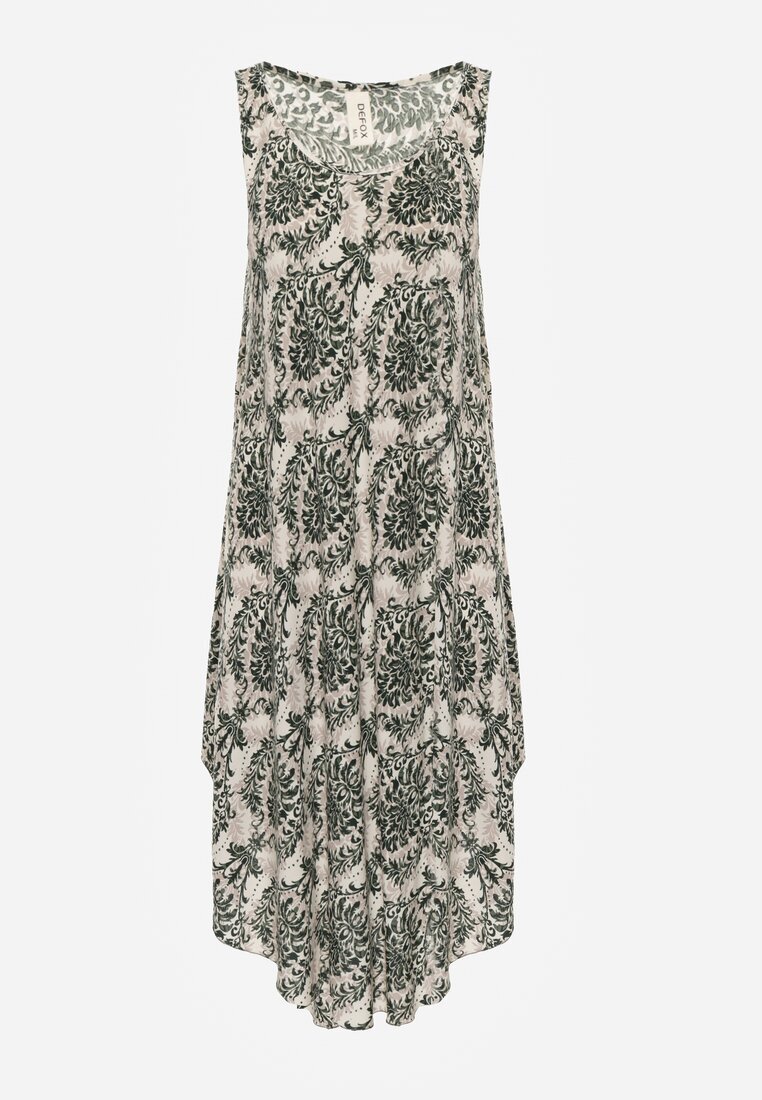  Rochie Casuală Bej-Verde din Bumbac cu croială Cloș Mellilla