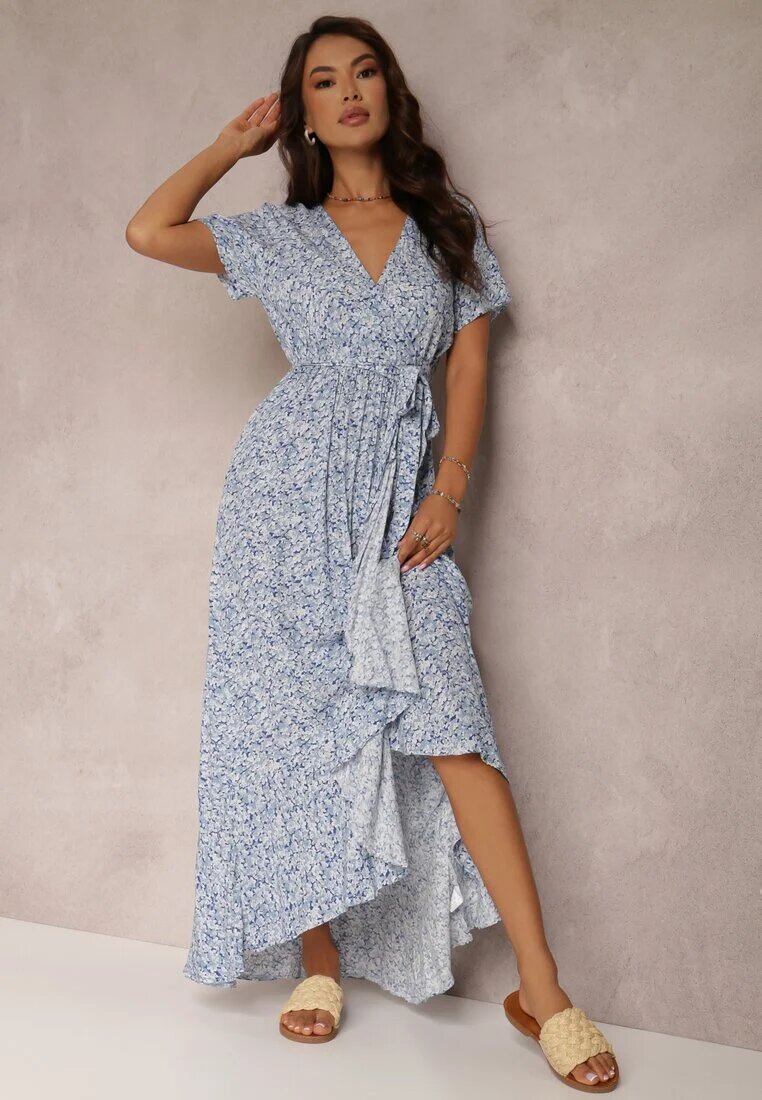  Rochie Cloche Albastră cu cordon și volan decorativ Holm