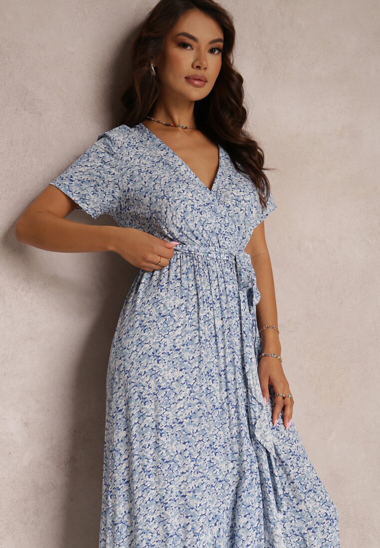  Rochie Cloche Albastră cu cordon și volan decorativ Holm