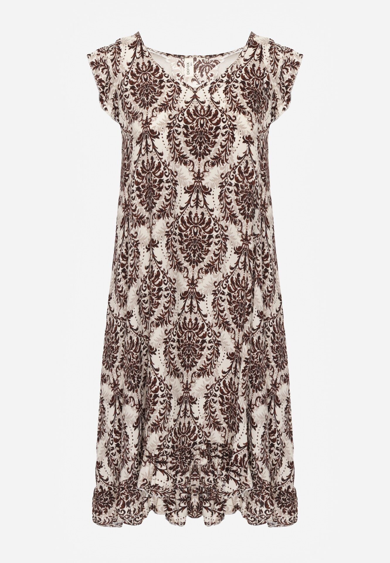  Rochie Maro-Bej Boho din Bumbac cu Bretele Decorată cu Volănaș Testalaya