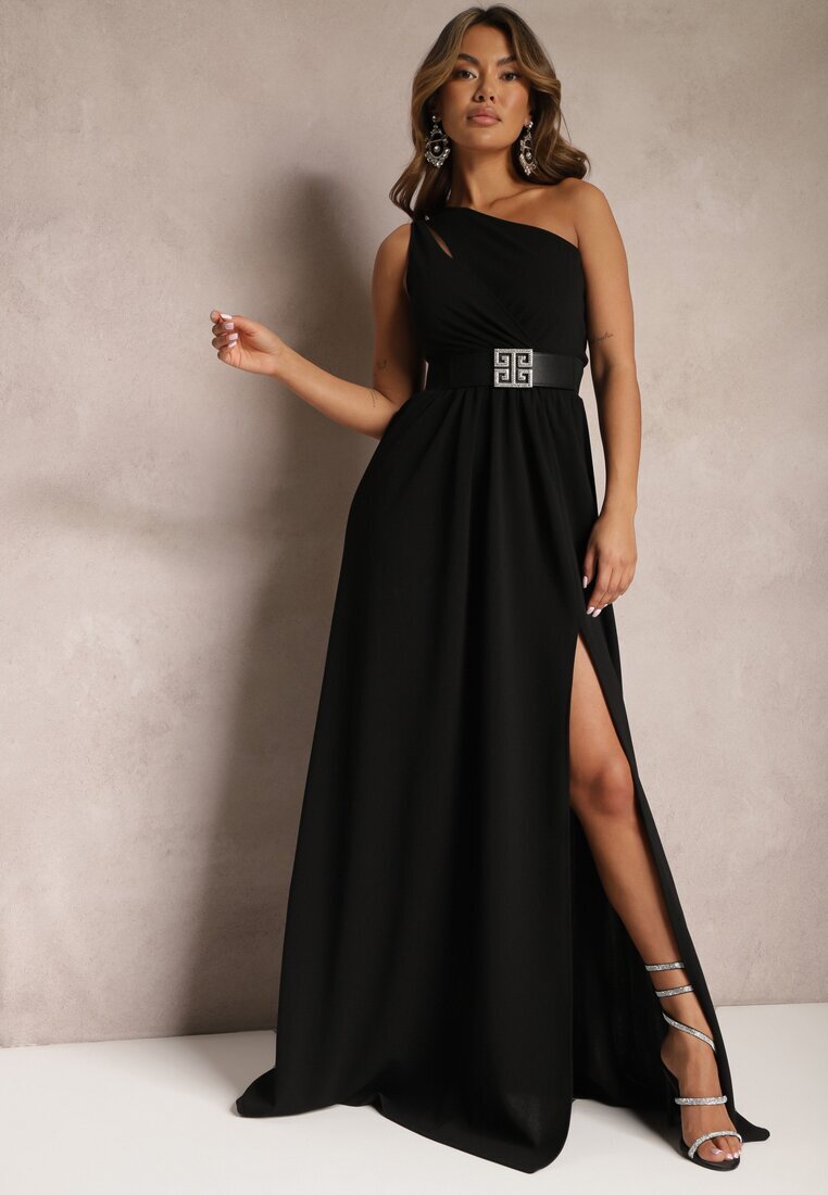  Rochie Neagră Asimetrică Cloș Maxi Adavia