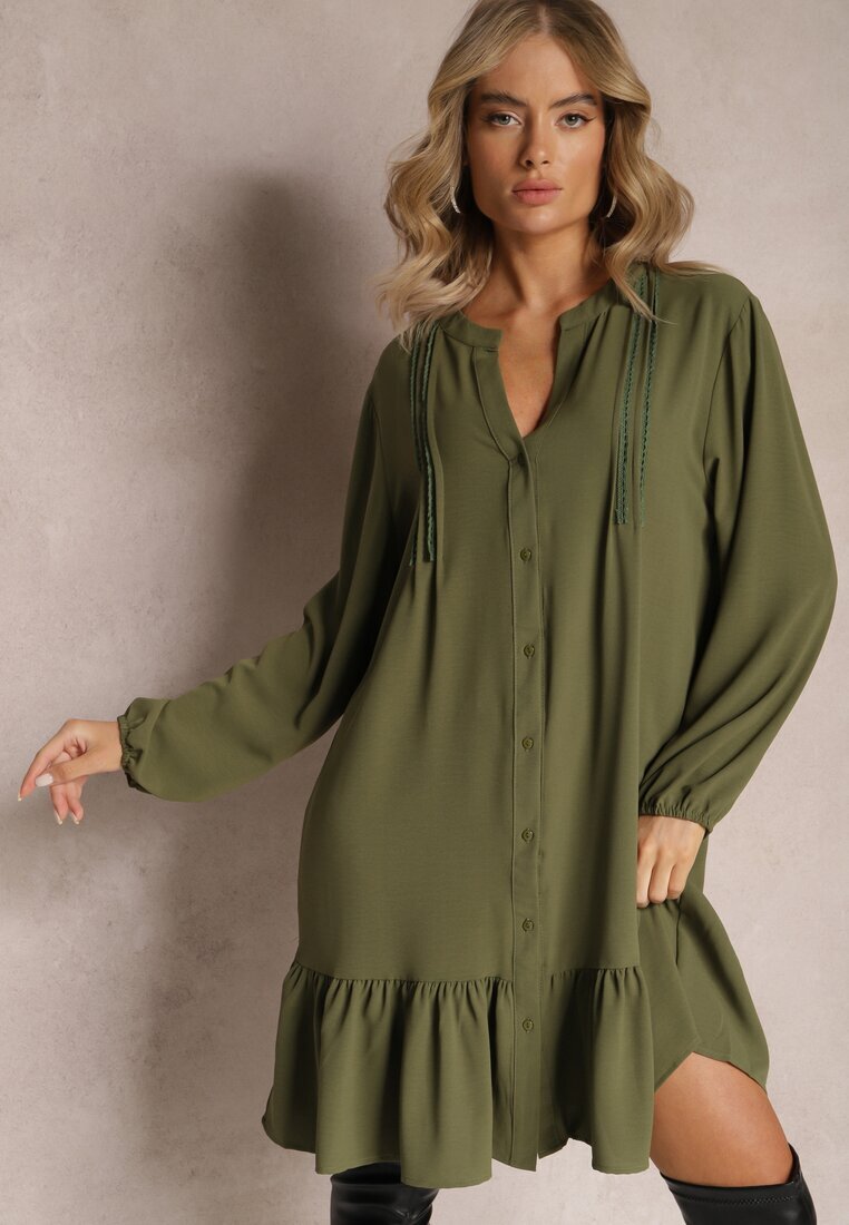  Rochie tip cămașă verde deschis mini Galdra