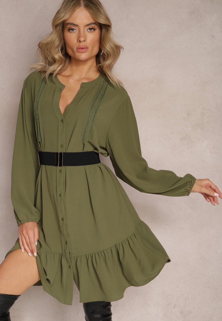  Rochie tip cămașă verde deschis mini Galdra