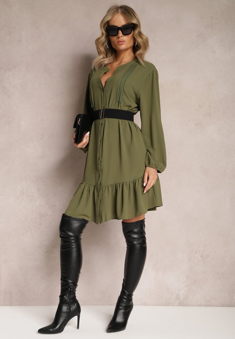  Rochie tip cămașă verde deschis mini Galdra