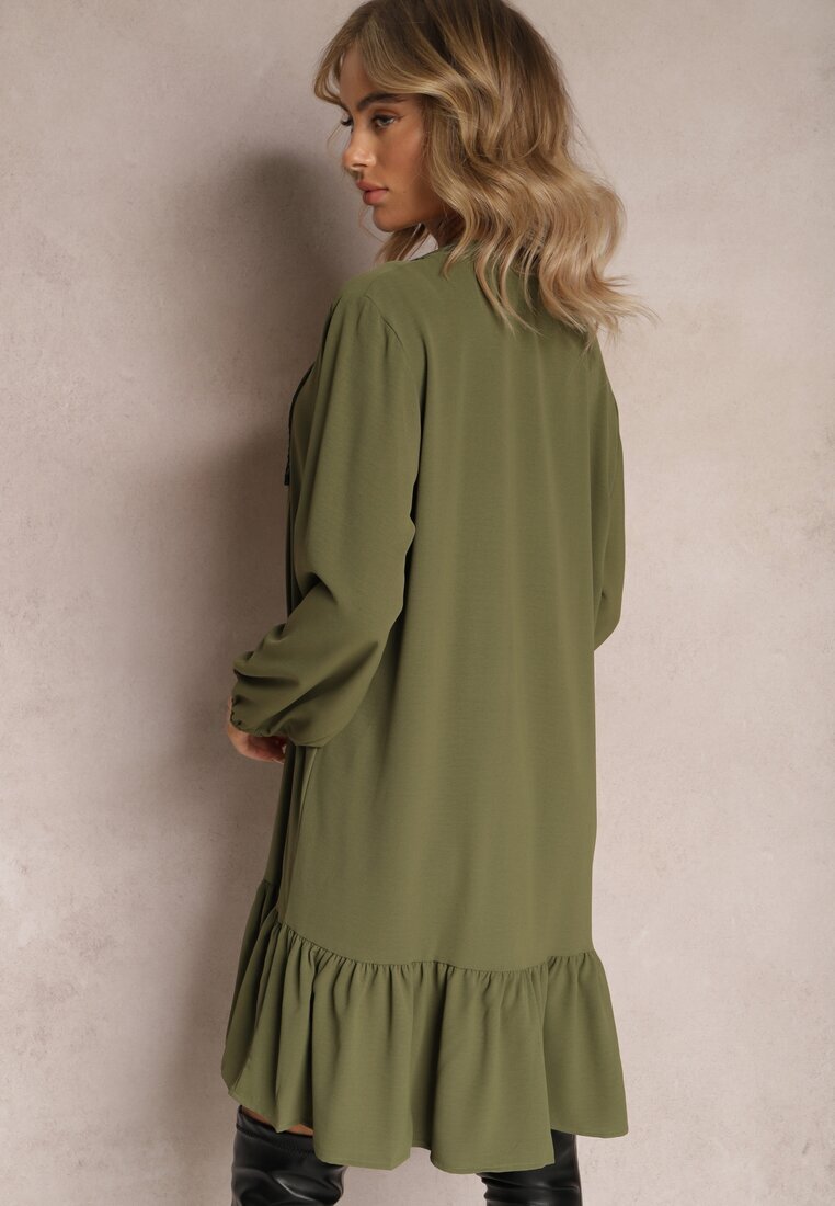  Rochie tip cămașă verde deschis mini Galdra