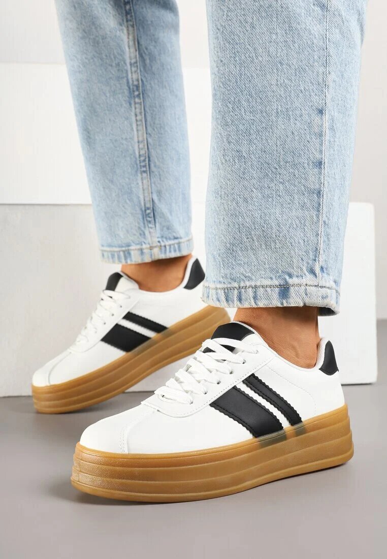 romanciaga Adidași Albi Iconici Tenisi cu Benzi Decorative Vandell