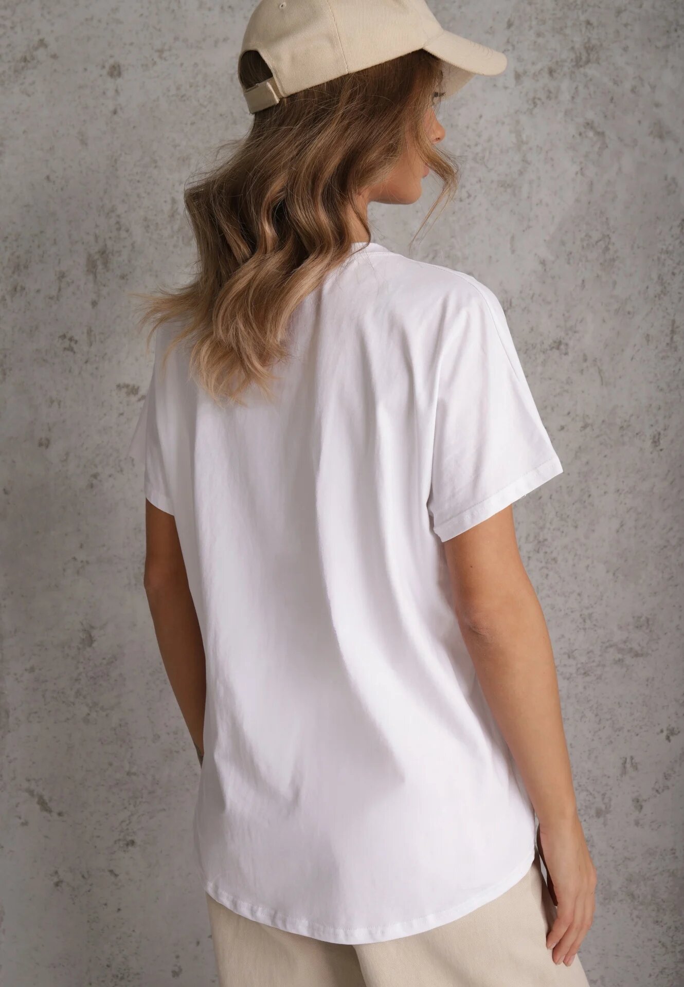 romee's Tricou Alb Basic Oversize din Bumbac Elusis