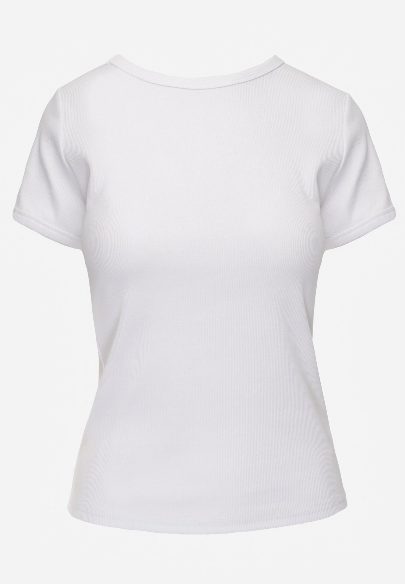 romee's Tricou Alb de Bumbac cu Croială Mulată din Material Reiat Lailya