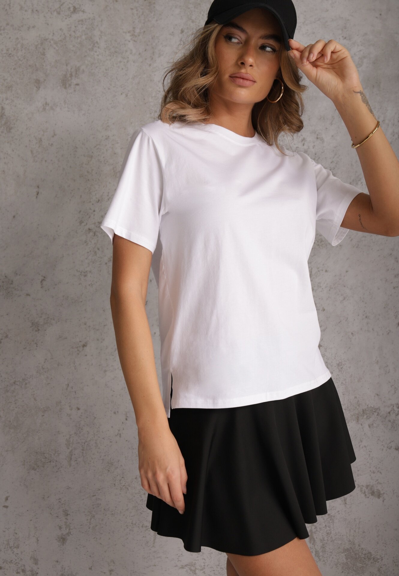 romee's Tricou Alb de Bumbac Decorat Lateral cu Decupaje Brinelle