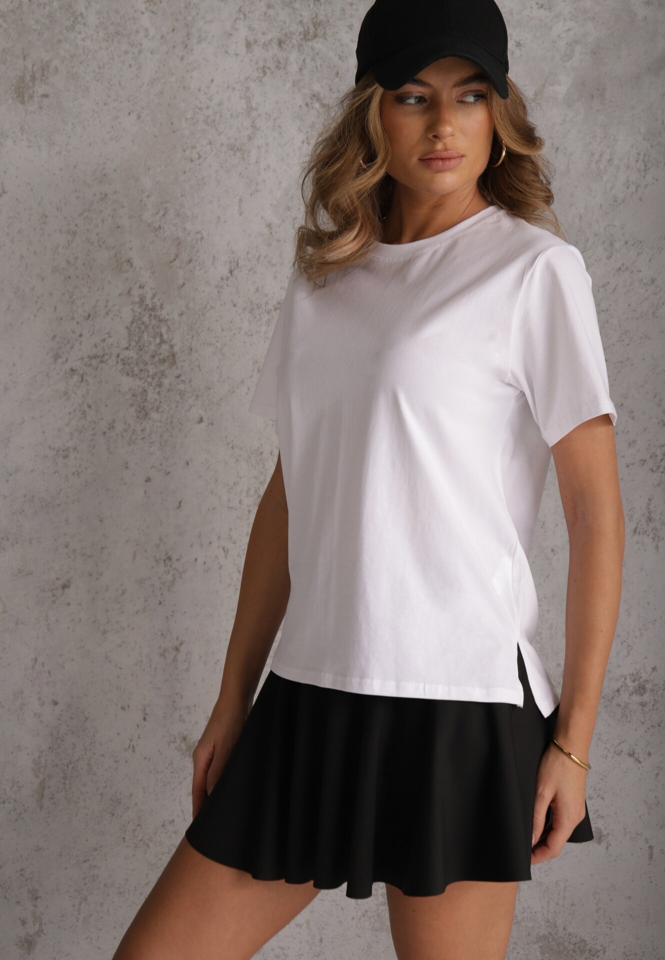 romee's Tricou Alb de Bumbac Decorat Lateral cu Decupaje Brinelle
