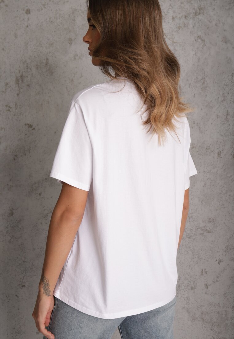 romee's Tricou Alb de Bumbac Oversize Neduna