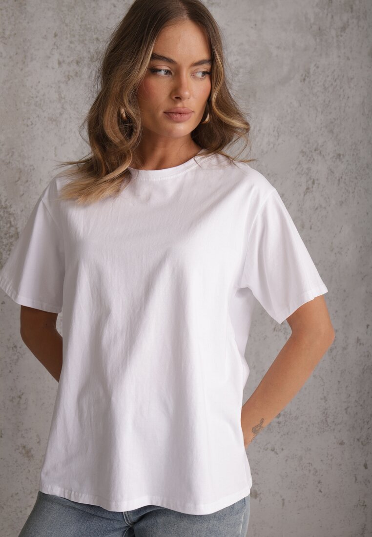 romee's Tricou Alb de Bumbac Oversize Neduna
