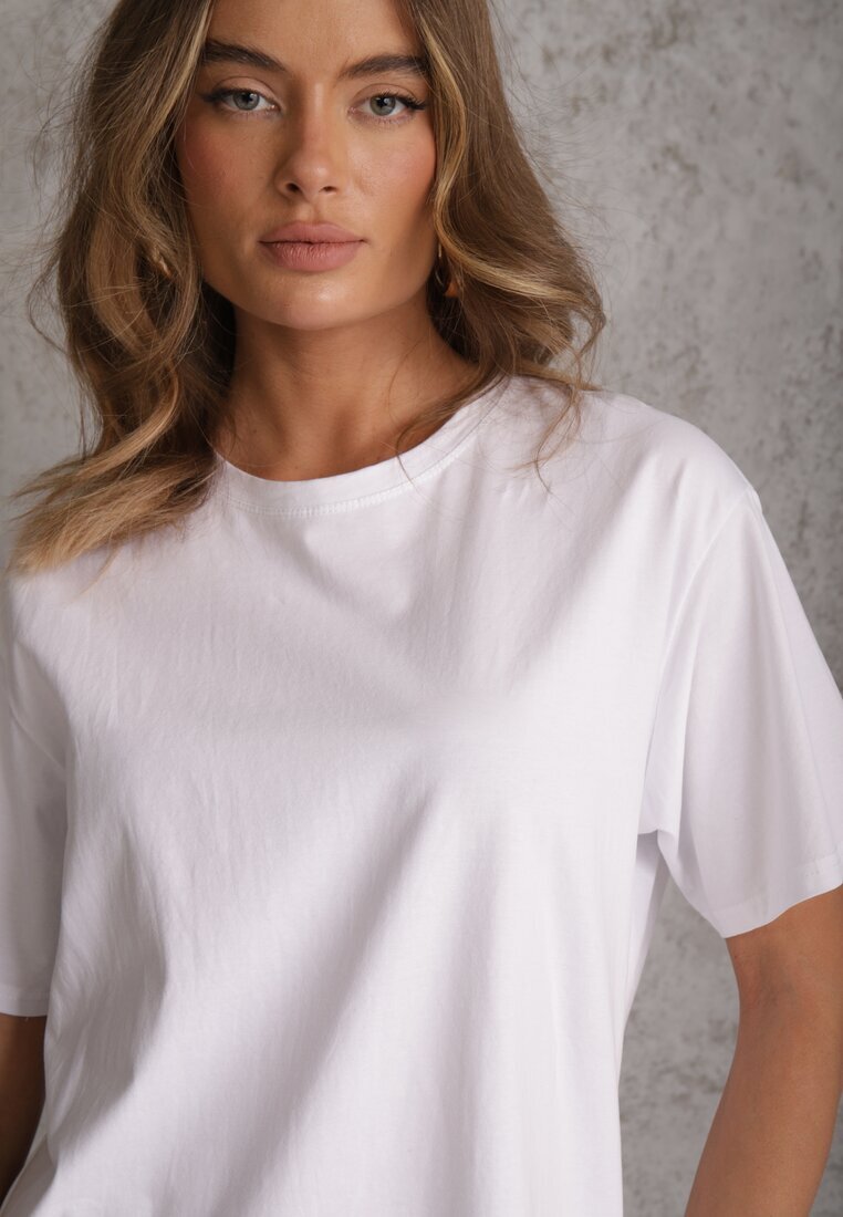 romee's Tricou Alb de Bumbac Oversize Neduna