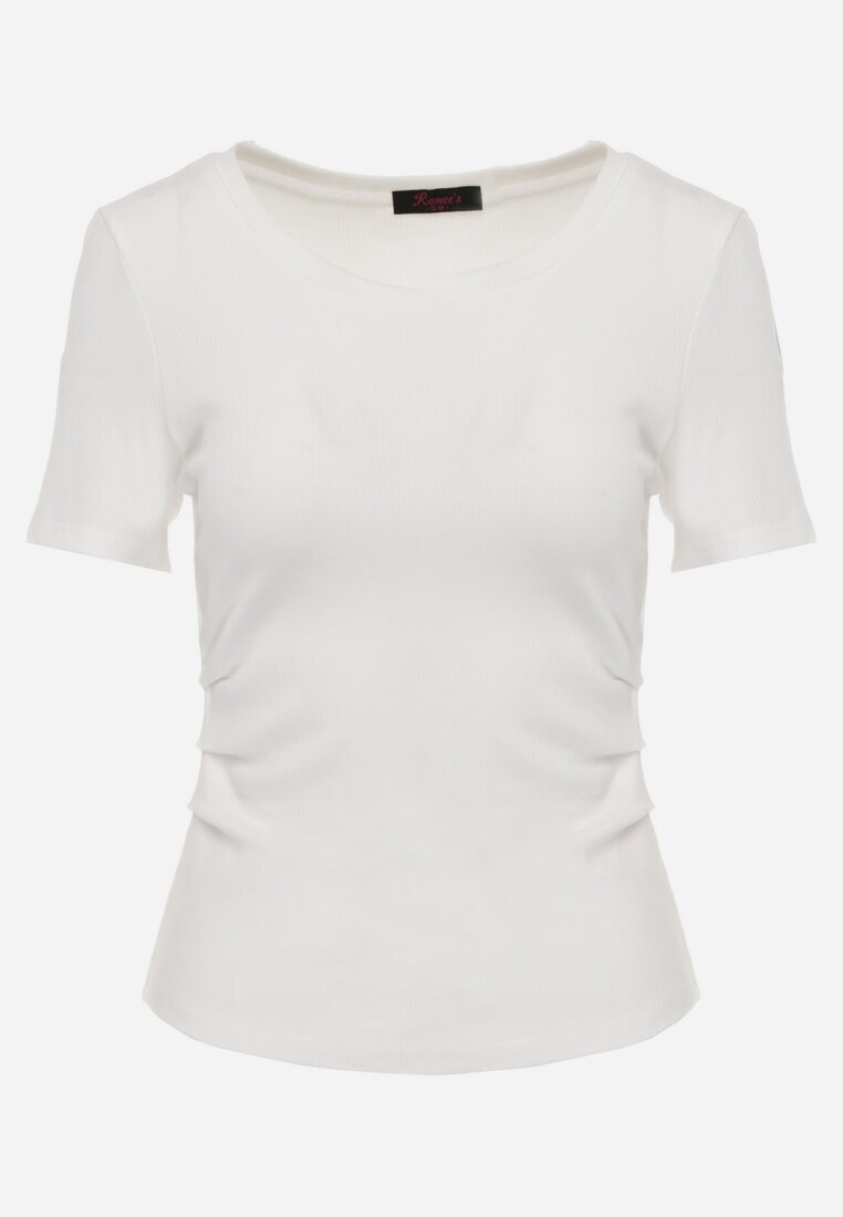 romee's Tricou Alb în dungi cu încrețituri pe laterale Nedala