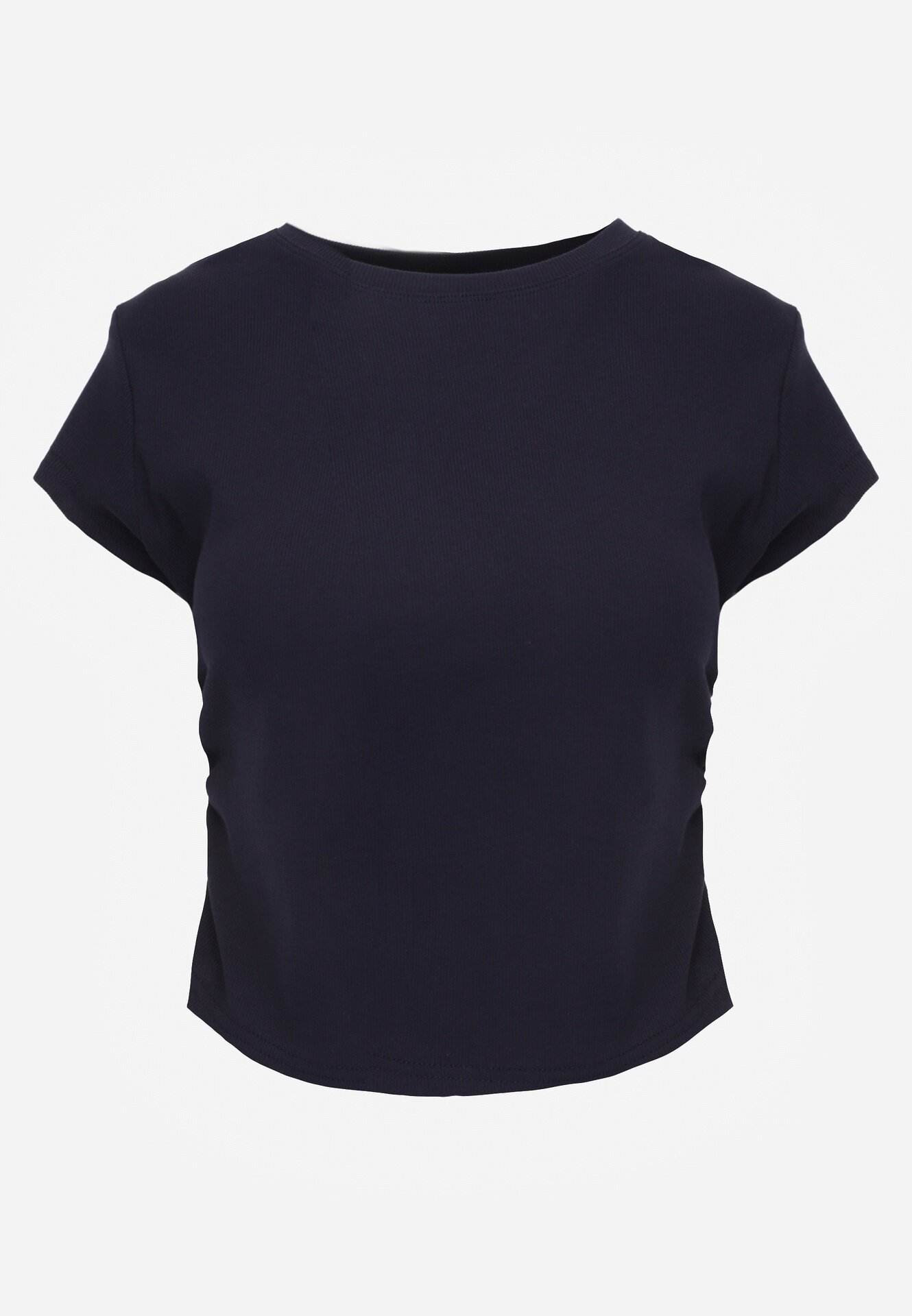 romee's Tricou Bleumarin Mulat cu Drapaje din Țesătură de Bumbac în Dungi Assarena