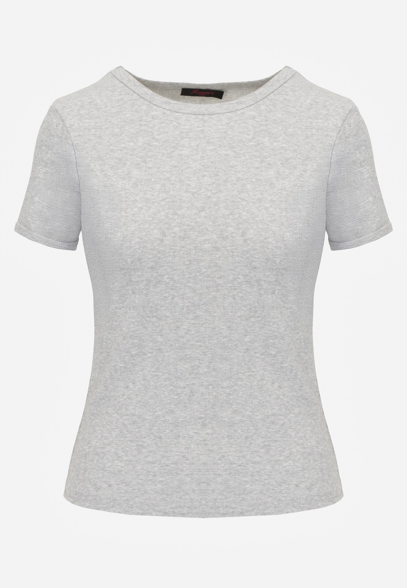 romee's Tricou Gri De Bumbac Croială Ajustată Din Material Reiat Lailya