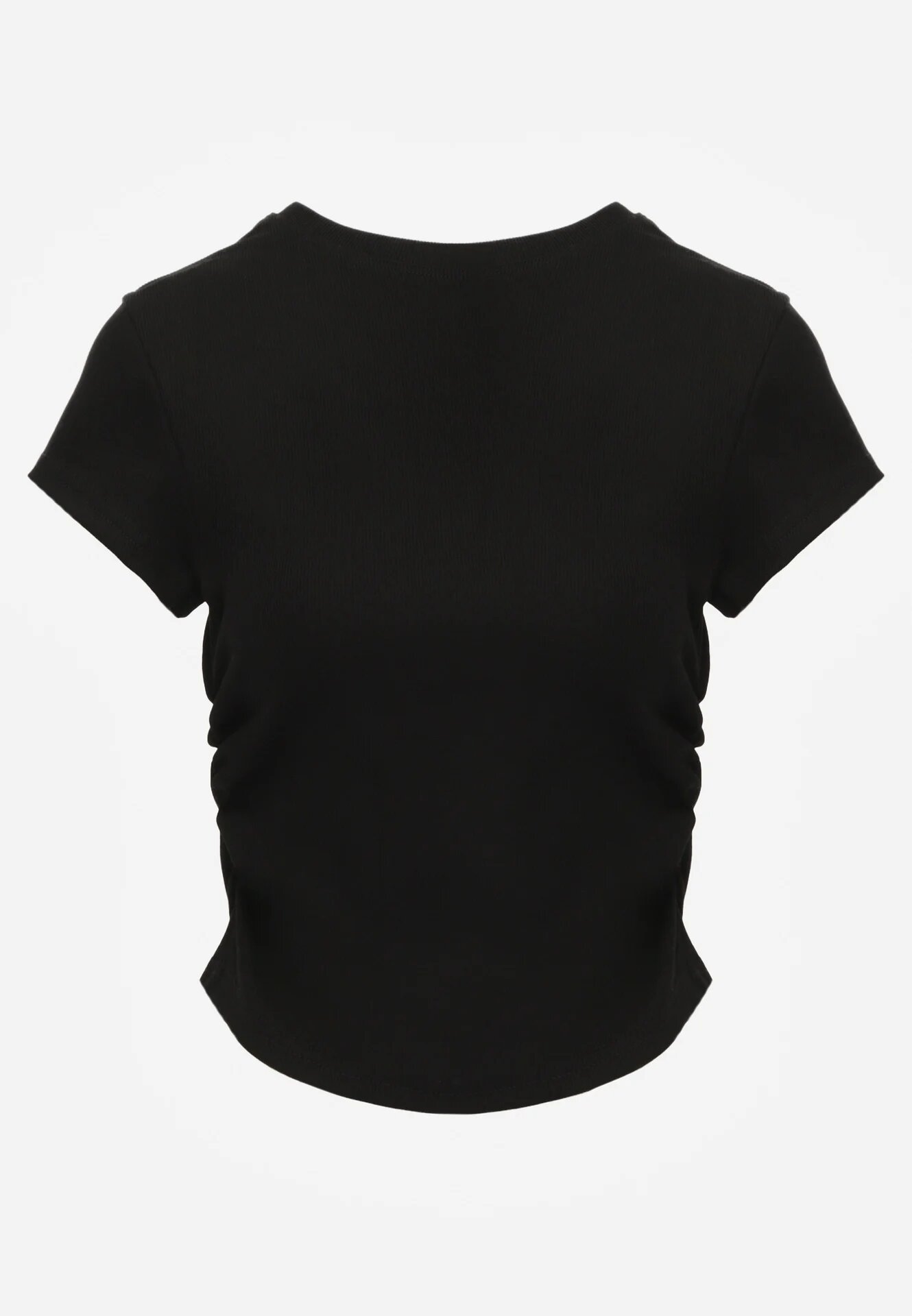 romee's Tricou Mulat Negru cu Încrețituri din Țesătură de Bumbac cu Dungi Assarena