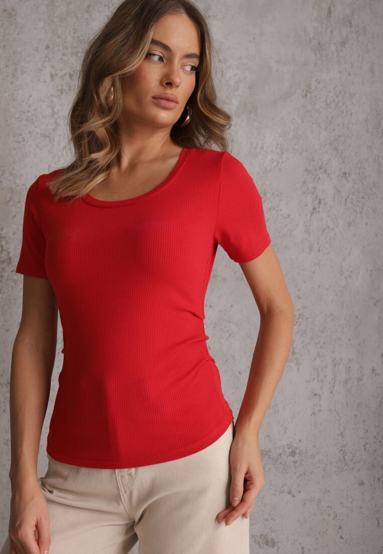 romee's Tricou Roșu cu dungi cu încrețituri pe laterale Nedala