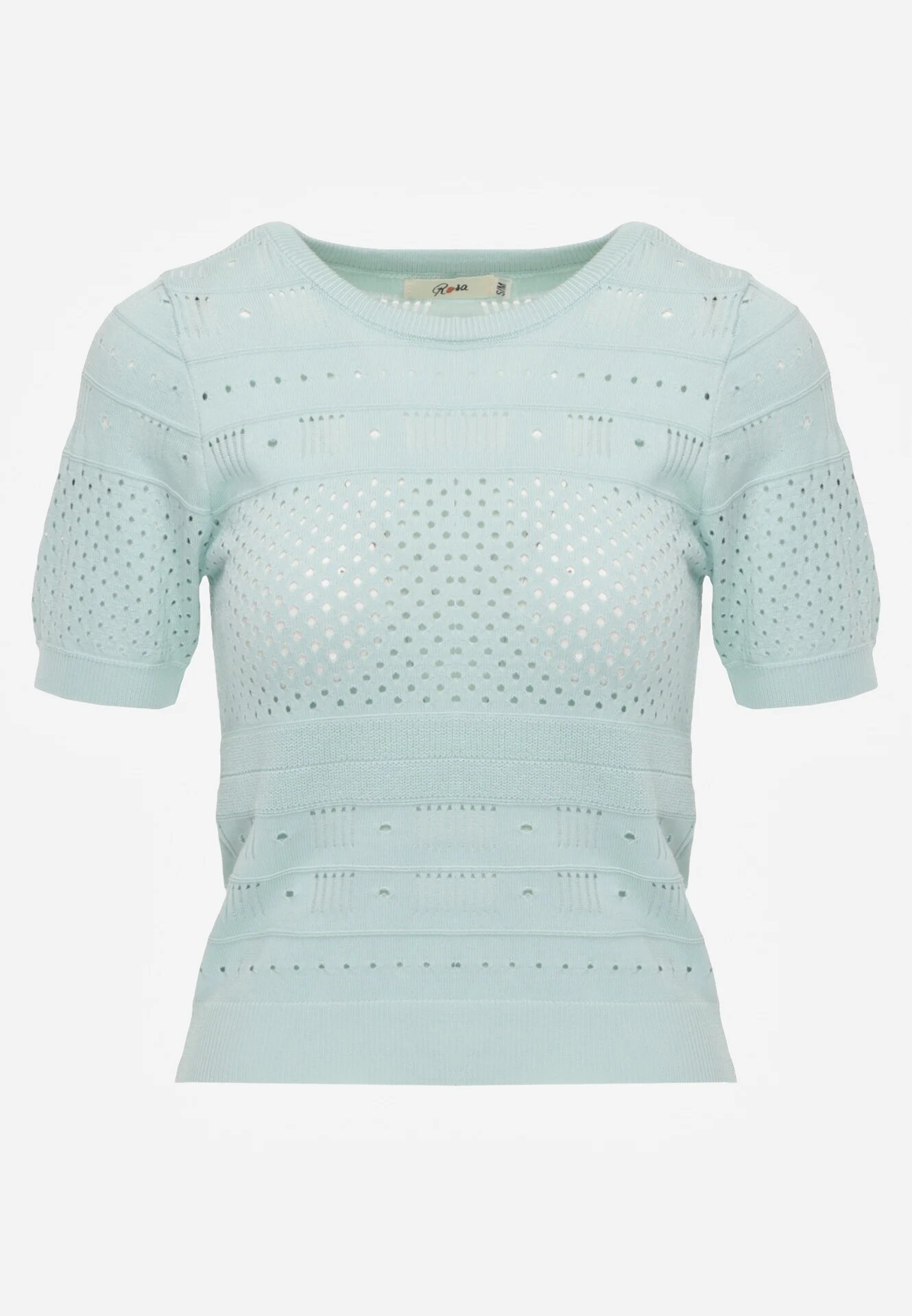 rosa Bluză mentă clasică cu model ajurat Lidakra
