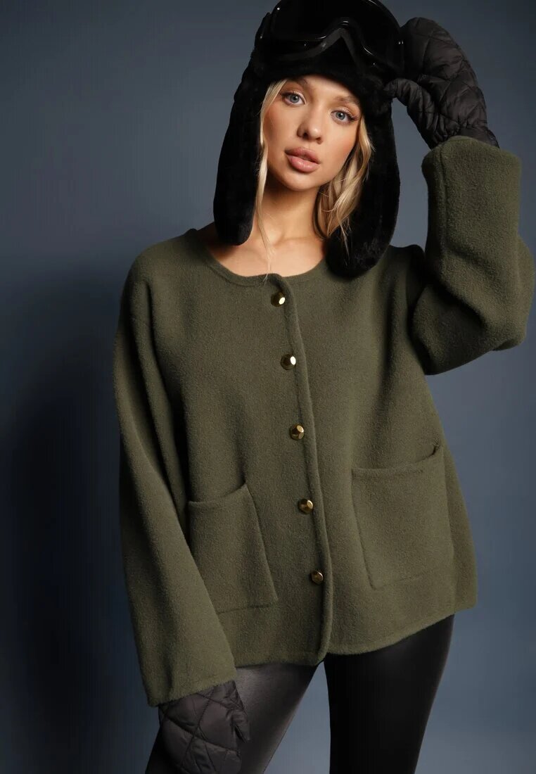 rosa Cardigan Verde Deschis din Viscoză Hanneth