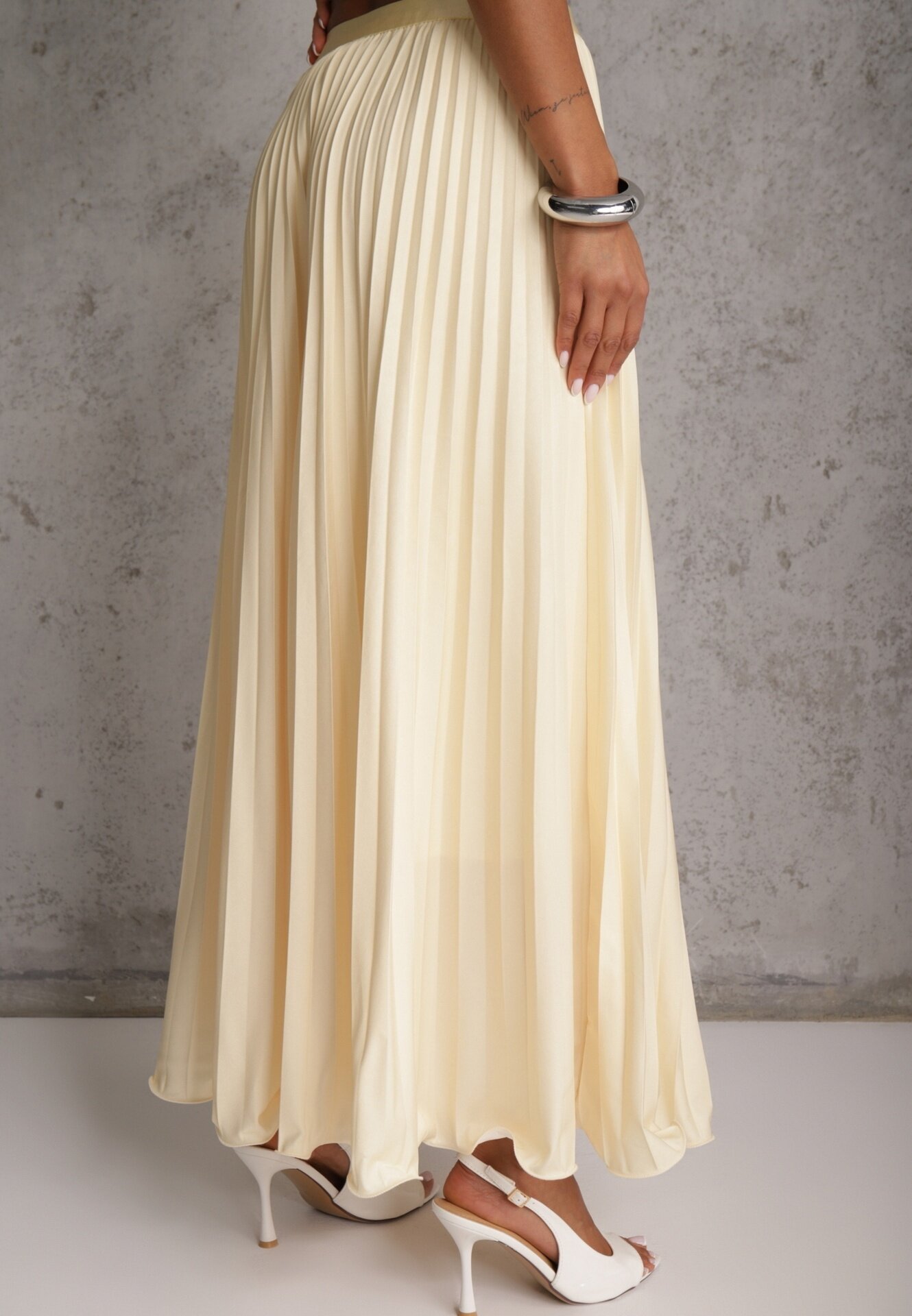 rosa Fustă High Waist cu pliseuri fine Aniope Galbenă