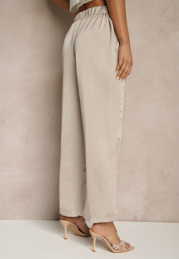 rosa Pantaloni Bej High Waist cu un croi elegant și picior drept Jenarwena
