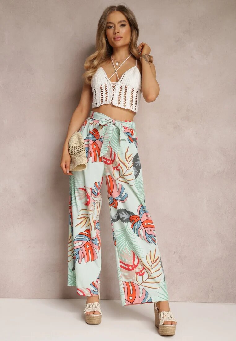rosa Pantaloni de mentă Largi Sofadia