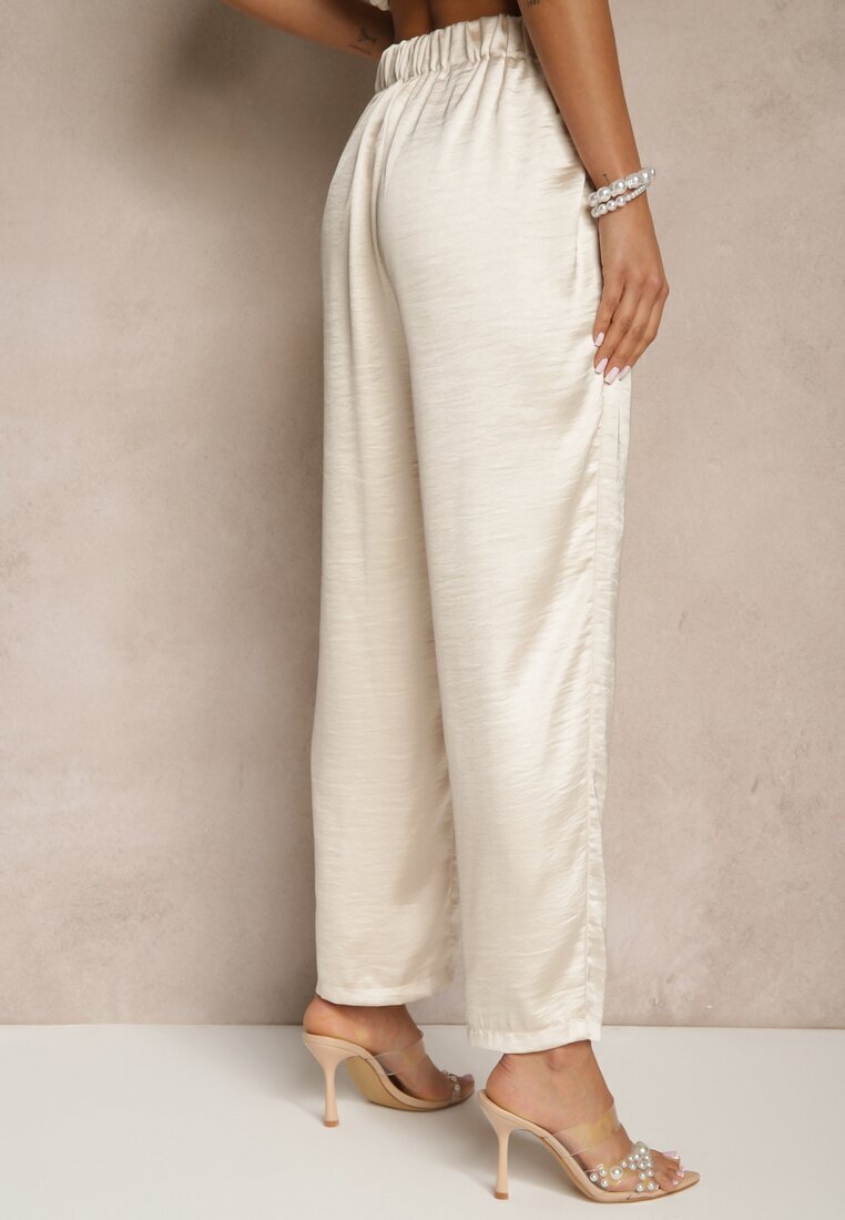 rosa Pantaloni Elegante Bej deschis cu croială largă cu luciu satinat Lionea