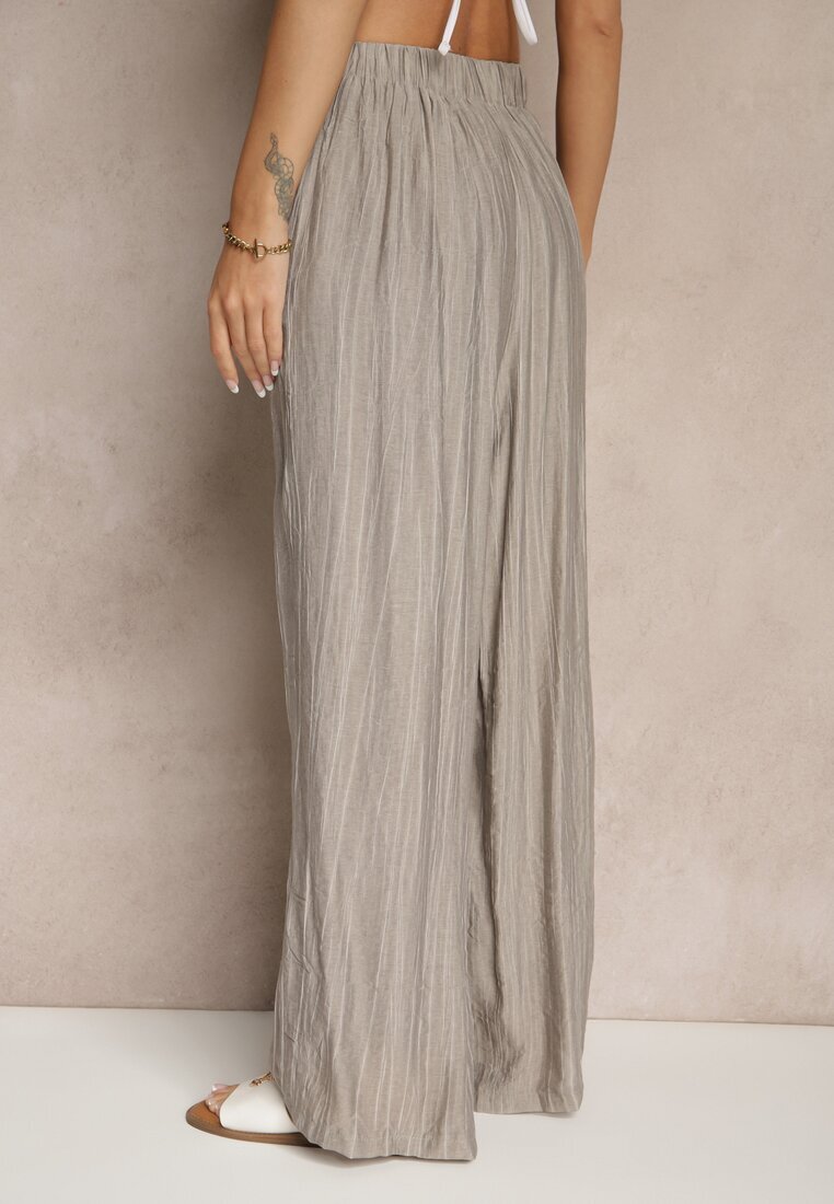 rosa Pantaloni Gri cu croi larg High Waist Natoreia