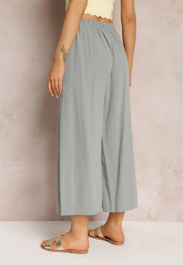 rosa Pantaloni Mentă Largi cu elastic în talie din Bumbac Zonaeve