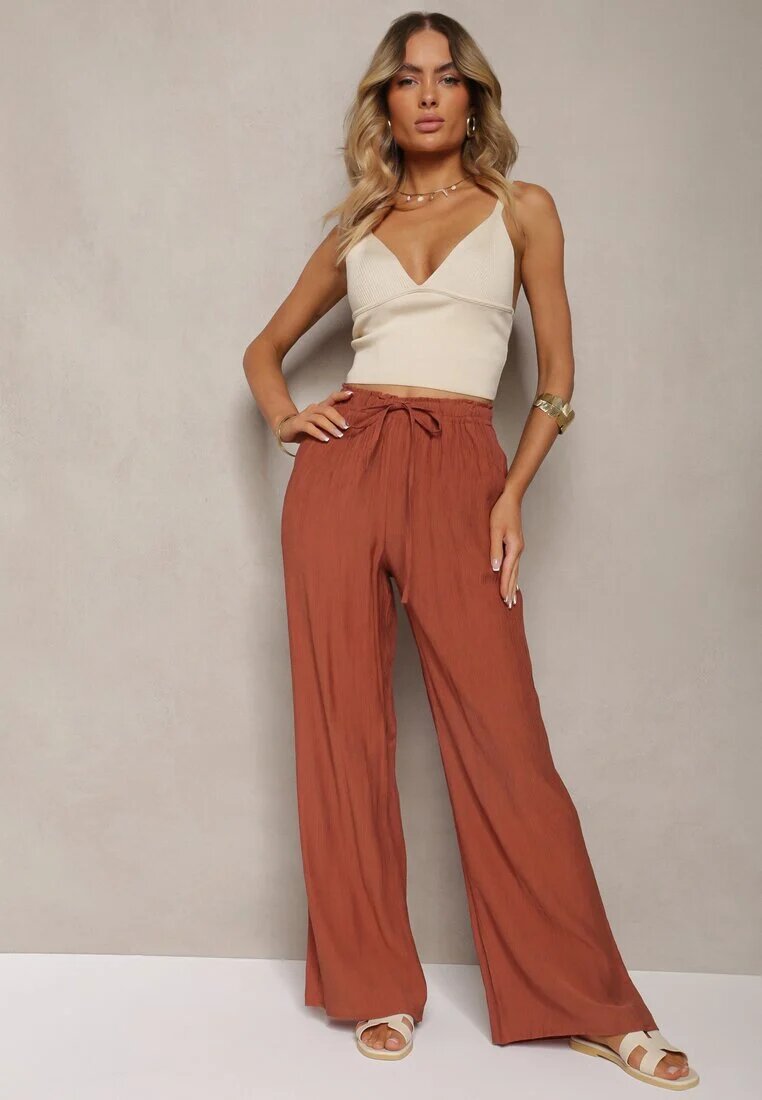rosa Pantaloni Portocalii Textili cu elastic încrețit Pimpernel